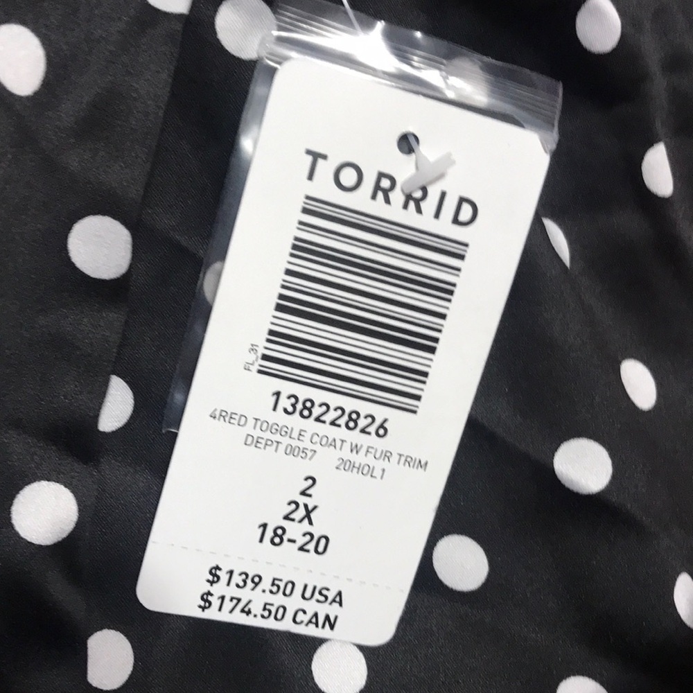 Torrid Red Toggle Coat with Faux Fur Hood 2X - Picture 8 of 12